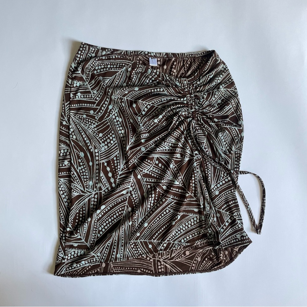 Old Navy Brown and White Patterned Midi Skirt